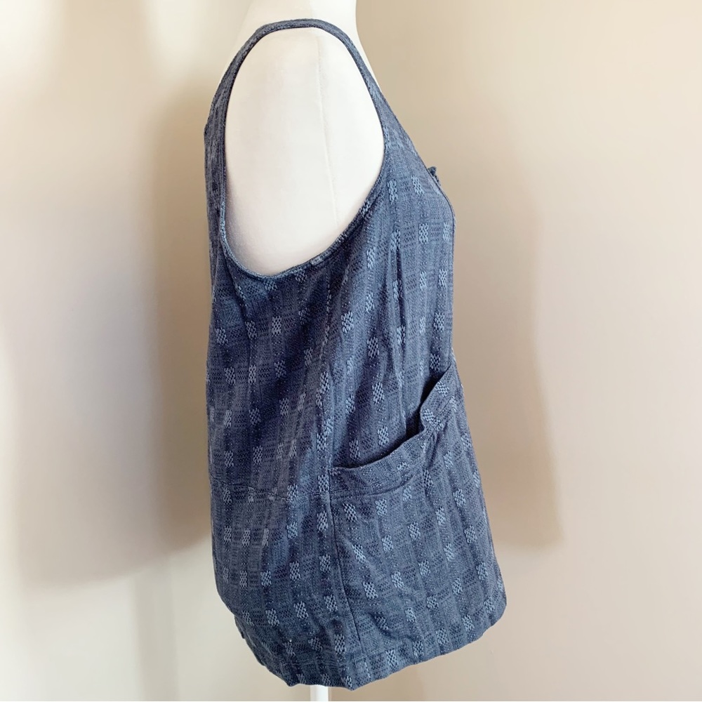SOLD!  Madewell Blue Button Front Linen Blend Sleeveless Top Pockets Medium - Picture 7 of 10